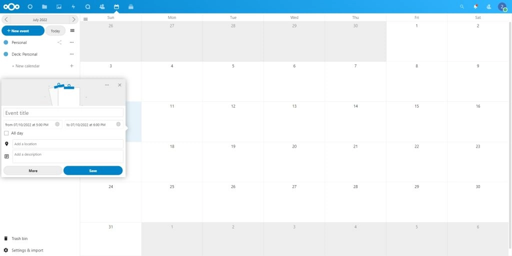 Nextcloud calendar