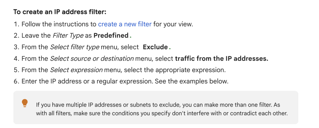 Google Analytics IP filters