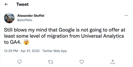 Universal Analytics Import to GA4 Tweet