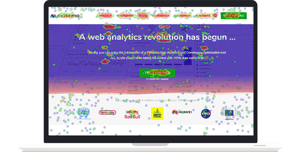 Use Matomo's heatmap to see how customers interact with your wesbite