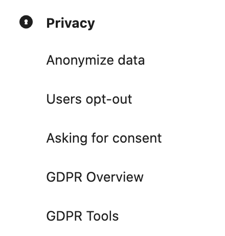 Matomo Privacy Menu