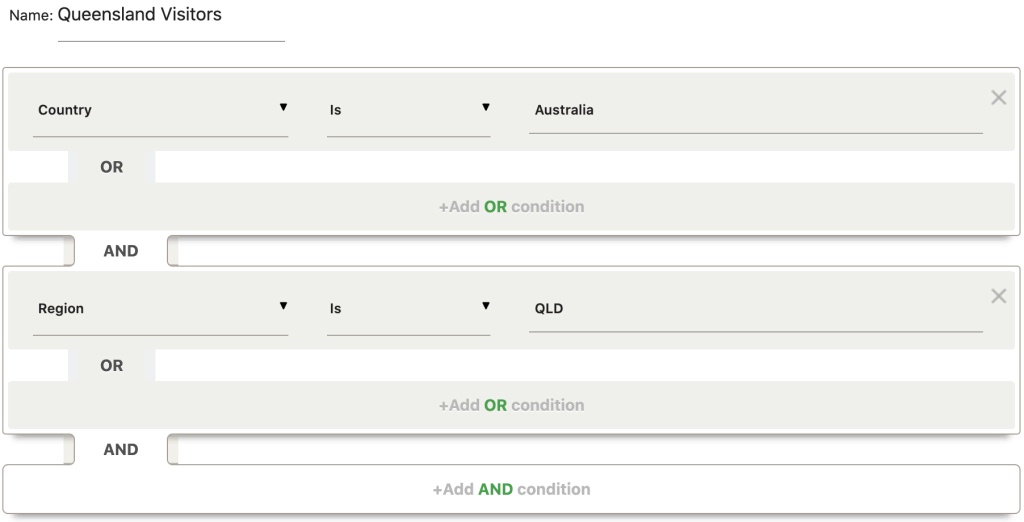 Segmentation options in Matomo