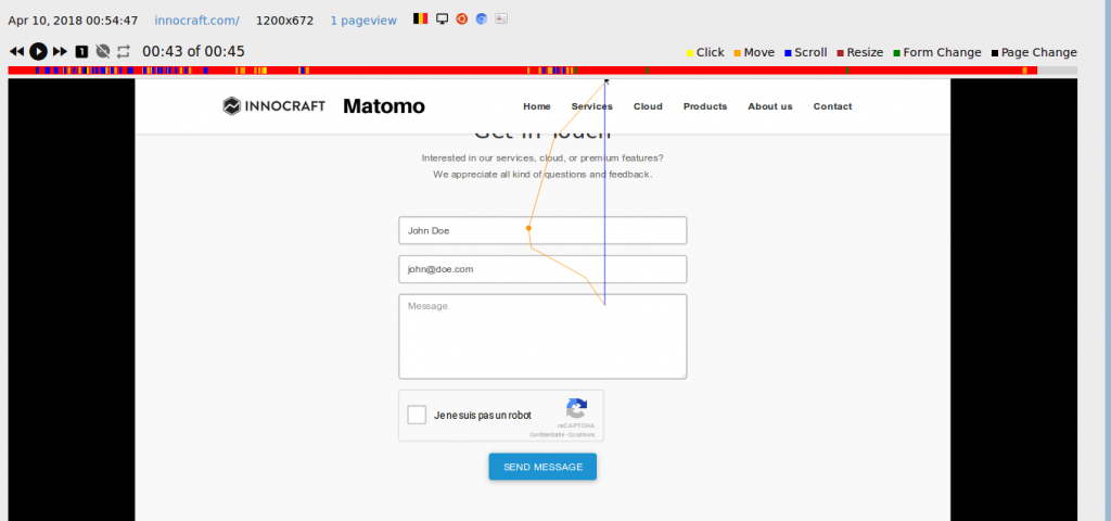 A screenshot of Matomo's heatmap feature