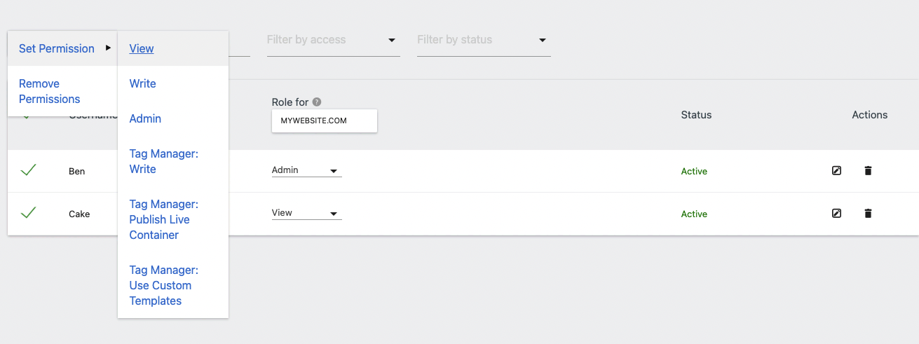 Users Table Bulk Action